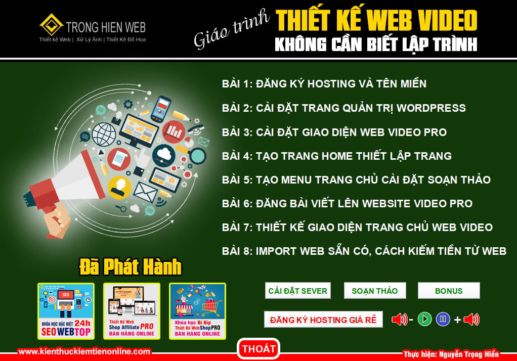 Thiet Ke Website VideoPro Ket Hop Youtube Kiem tien online
